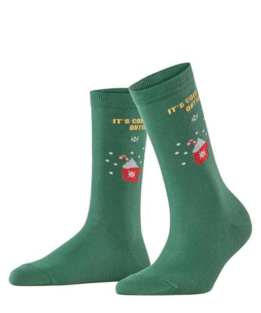 Burlington Women's Socks Cold Outside W So Cotton Patterned 1 Pair, Green Eucalyptus 7502, 36-41 on Sale